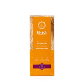 khadi Plant-Based Hair Colour, Medium Blonde, Hair Colour for Medium & Golden Blonde, Natural Hair Colour, 100% Vegetable, Natural & Vegan, Natural Cosmetics, 100 g