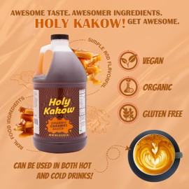 Holy Kakow Organic Caramel Sauce - Caramel Sauce for Coffee, Caramel Drizzle, Vegan Caramel Sauce, Keto Caramel Sauce for Ice Cream, Dairy-Free Caramel Sauce, Gluten-Free, Allergen-Free - 64 Oz