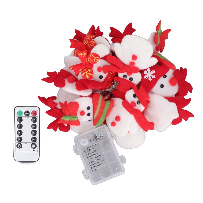 Snowman String Lights Cute Snowman Design 6.6ft Long Remote Control