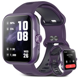 anyloop Smartwatch for Men and Women with Phone Function, GPS Integrated, 1.78 Inch AMOLED Touch Screen, Sleep Monitor, Pedometer, IP68 Waterproof, Smartwatch for Android iOS, Black (Dark Purple)