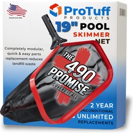 ProTuff 19.5" Fine Pool Net – 2 Year Unconditional Free Replacement – Cleans 3X Faster Than Vacuums – Wide Pool Skimmer with Deep Bag for Easy Maintenance – Skimmer Net for Leaves, Bugs & Other Debris