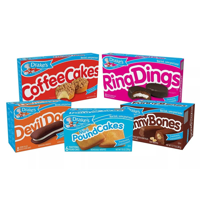 Drake's Variety Pack - Includes Coffee Cakes, Ring Dings, Devil