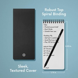 Notsu Dotted Reporter's Notebooks 2-Pack | Black Pocket Spiral Reporter Notepads for Journalist, Police, Detective, Field Note Taking | 100 Pages of 120 gsm Thick Paper, 3.75" x 8.25"