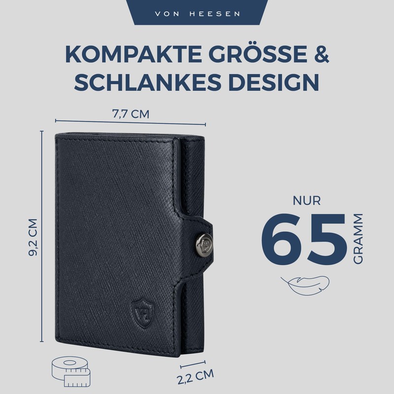 VON HEESEN Credit Card Holder Credit Card Holder, Black Saffiano,