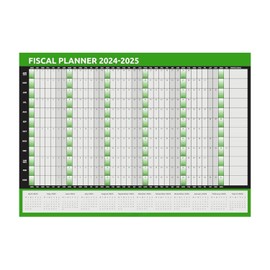 evelay Fiscal Planner 2025 2026 Wall Planner A1 Rolled (84cm x 59cm) Full Year to View Calendar with Dry Wipe Black Ink Pen & 180 Coloured Stickers Made in UK