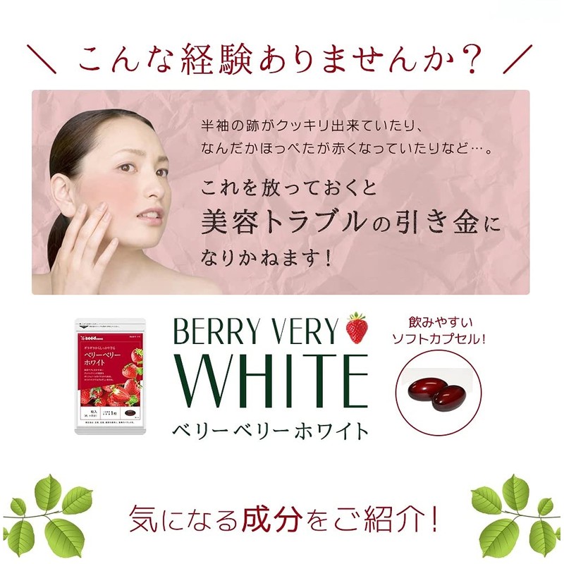 シードコムス ベリーベリーホワイト サプリメント ビタミンC アスコルビン酸 シスチン ナイアシン リボフラビン (約3ヶ月分 90粒)