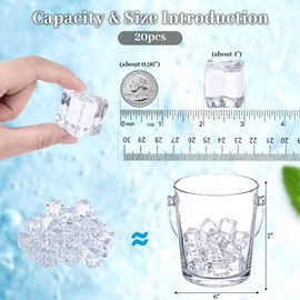 DomeStar Fake Ice Cubes, 20 PCS 1inch Acrylic Fake Ice Vase Fillers Centerpiece Photography Accessories Food Props Table Scatter Decoration
