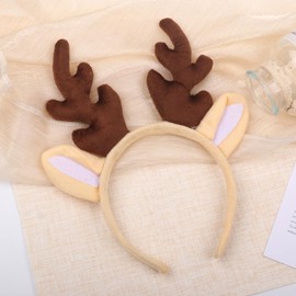 Christmas Headbands Elk Antlers Headband Women's Fawn Horn Headband Fluffy Elk Deer Antlers Headband Party Cosplay Elk Costume Christmas Hair Decoration
