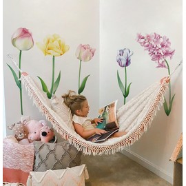 Runtoo Large Flower Wall Decals Tulip Floral Wall Art Stickers Bedroom Living Room Kids Baby Nursery Home Decor
