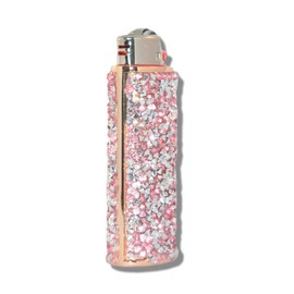 Rose-Gold Lighter Cover Sleeve with Pink Stones and Silver Flake Glitz LS9