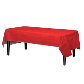 Exquisite Flannel Backed Vinyl Tablecloths, Solid Color Premium Quality Waterproof Table Cover (54 Inch. X 108 Inch., Red)