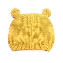 LLmoway Infant Baby Girls Knit Hats Kids Boys Beanie Cap Cotton Crochet Hat with Ear, Yellow, 0-12M