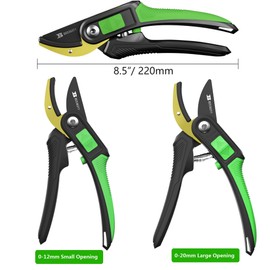 B BOSI TOOLS 8.5" Bypass Pruning Shears Gardening Scissors Pruners Trimmers Tools Sharp SK5 Teflon Coating Blade with Non-slip Strip Adjustable Opening Cuts Up to 3/4" (20mm)