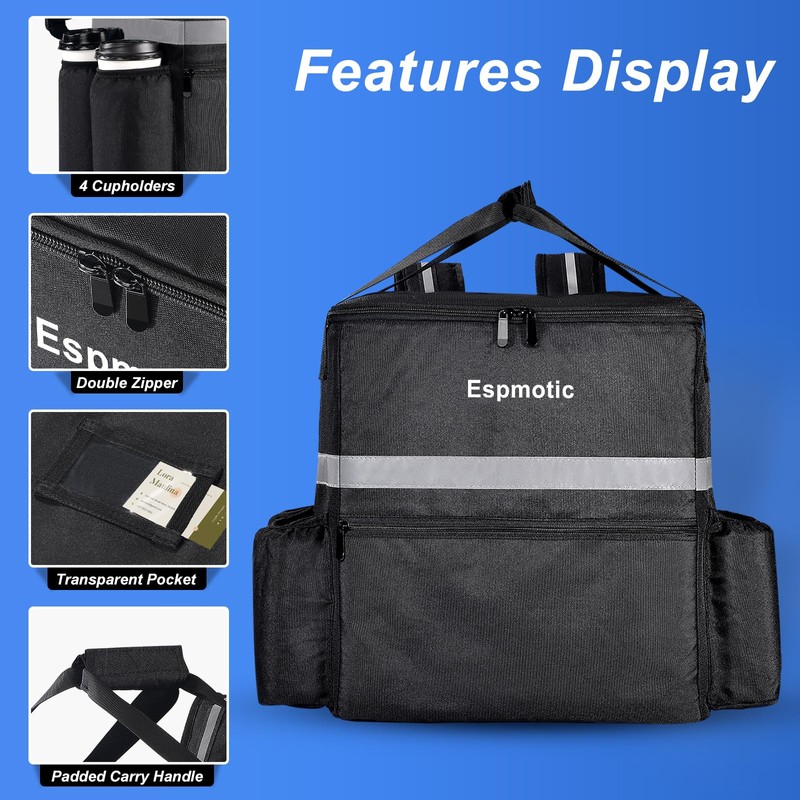 Food Delivery Backpack - Insulated, Large & Leakproof with 4