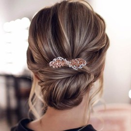 TseenYi Crystal Gemstone Hair Clip Gold Rhinestone Wedding Hair Clip Rhinestone Wings Hair Clip Shiny Bridal Decorative Head Clip for Women and Girls Gift (Champagne Crystal)