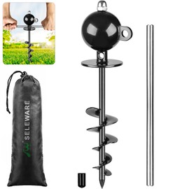 SELEWARE Dog Tie Out Stake Outdoor Anti-Rust Dog Anchor for Large Dogs up to 220 lbs, Free Rotation Dog Stake Dog Camping Gear Twist Rod Included