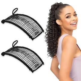 BQRKOTM Banana Clip Double Comb Stretchy Banana Clip Hair 30 Tooth Banana Hair Clips Women for Thick Wavy Kinky Natural Curly Hair (Black)