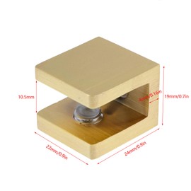 KUMGROT 4pcs Shower Shelf Clips Glass U Clamp Shelf Adjustable Support Bracket No Drill on Glass Clips Shelf Hardware for 8-10mm Glass Gold