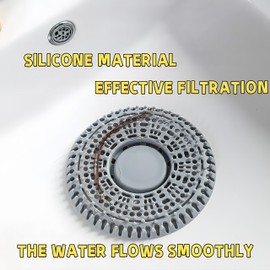 WJCCLYJC 5.5 in Shower Hair Drain Catcher with Weighted Metal Core and Non-Slip Base, Modern Minimalist Design, Fits Most Standard Shower, Bathroom, Laundry and Kitchen Drains (Grey)