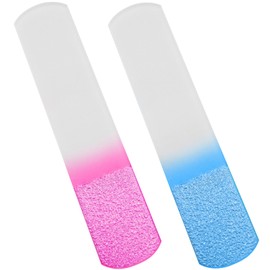 2Pcs (Pink + Blue) Glass Foot File Pedicure Rasp - Professional Pedicure Tools for Smooth, Soft Feet - Premium Foot Scrubber for Calluses, Corns, and Dead Skin Removal