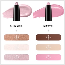 Meilury 3PCS Eyeshadow Stick, Shimmer and Matte Cream Eye Shadow Brightener Sticks Eyeliner Pencil Crayon, Waterproof Long Lasting Eye Highlighter Stick Makeup (01+06+08)