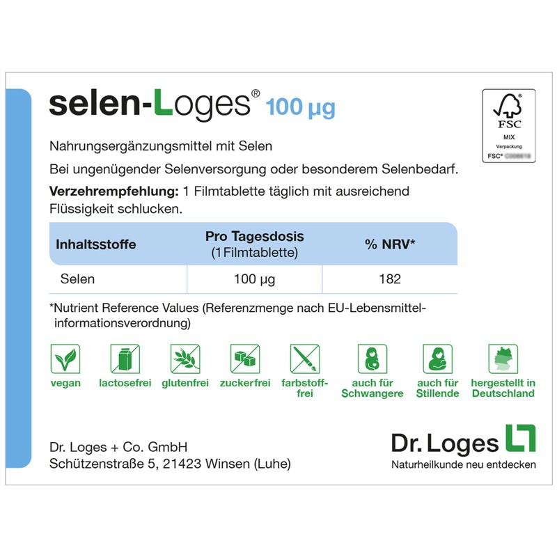 selen-Loges® 100 µg – 120 Film-Coated Tablets – Dietary Supplement
