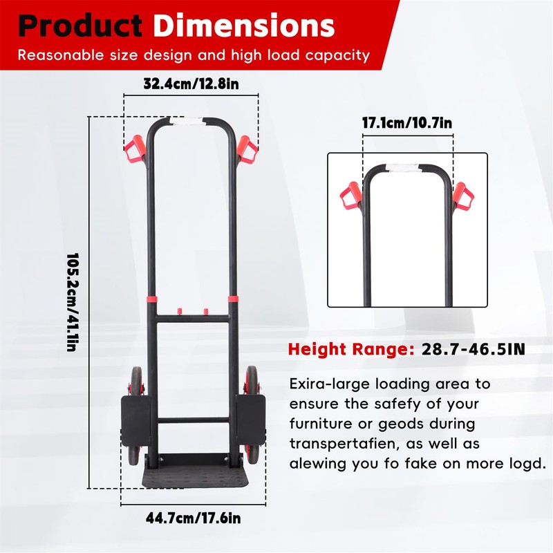 findmall Heavy Duty 440lb Stair Hand Truck Folding Dolly Cart