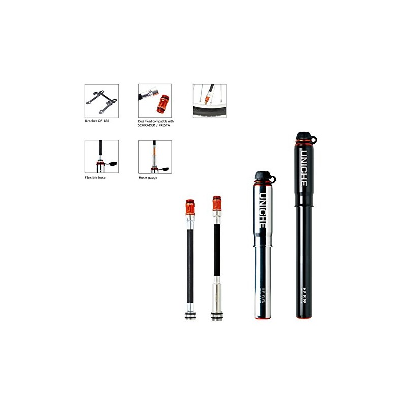 UNICHE Tech High Pressure Mini Bicycle Pump with Gauge (Silver,