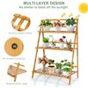 COSTWAY Bamboo Plant Stand, Foldable Multifunctional Flower Display Ladder Shelf,