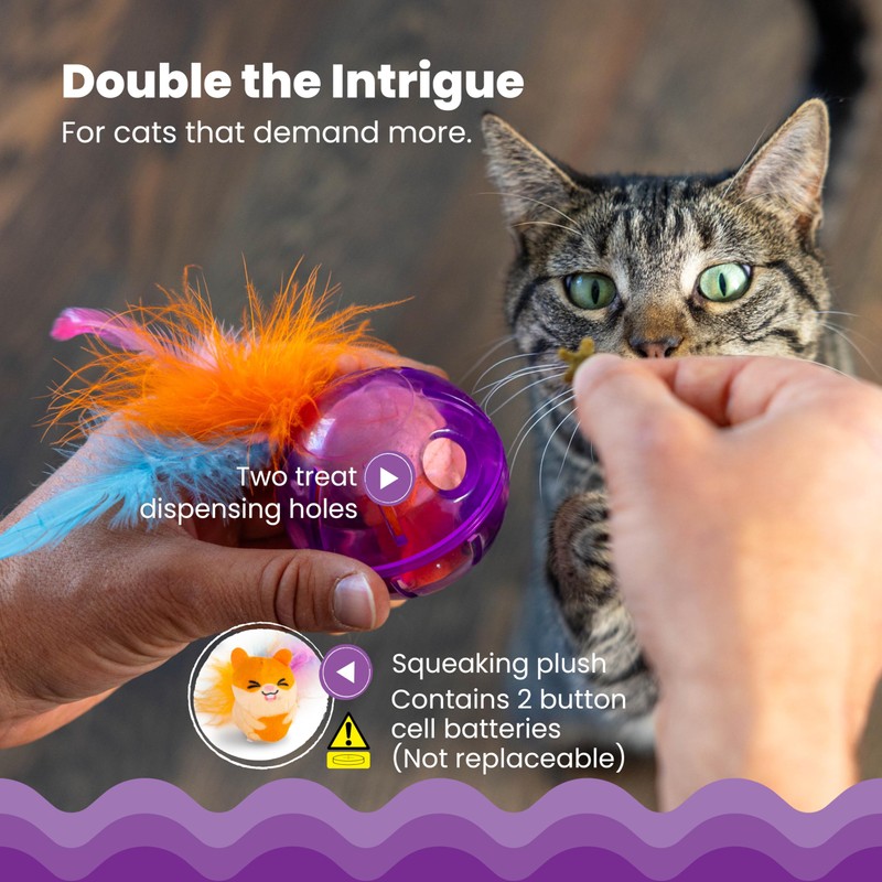 Catstages Hamster Ball Interactive Treat-Dispensing Ball Puzzle Cat Toy with