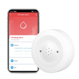 WiFi Water Ieak Detector: Smart Water Ieak Sensor with 80dB Alarm and App Alerts, Wireless Water Sensor with App Remote Control, Water Alarm for Home, Laundry, Kitchen, Basement