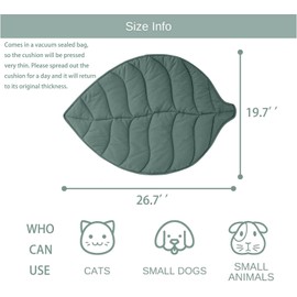 Leaf Shaped Cotton Cat Bed Pad, Warming Cat and Dog Bed Mat, Pet Warming Pad for Cats, Cat Warmer Mat for Feral and Indoor Cats, Green 27.6 X 19.7 Inches