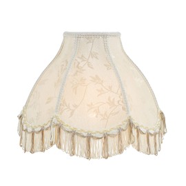 Aspen Creative 30334 Scallop Bell, Jacquard Textured Fabric Spider Lamp Shade, 5" Top x 13" Bottom x 9 1/2" Slant Height, Ivory