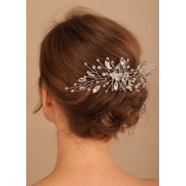 Deniferymakeup Bridal Hair Comb Crystal Bridal Hair Piece Silver Wedding Hair Pieces Bridal Hair Clip Bridal Hair Accessory for Women and Girls