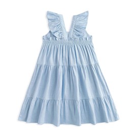 Curipeer Toddler Girl Cotton Linen Dress with Smocking Casual Beach Dress for Spring Summer 3T