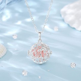 AEONSLOVE Butterfly Pendant Maternity Necklace Harmony Ball Angel Chime Caller Bola Necklace for Pregnancy Gifts for Women Mom to be Jewelry