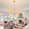 KUSSCO 6-Light Boho Rattan Chandelier 39″ Rattan Pendant Light with