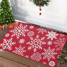 CAROMIO Front Door Mat Christmas Decorative Doormat Indoor Outdoor Entry Doormats Non-Slip Welcome Doormat Washable Floor Mats for Bedroom Living Room Kitchen Nursery, 17" x 29" Red