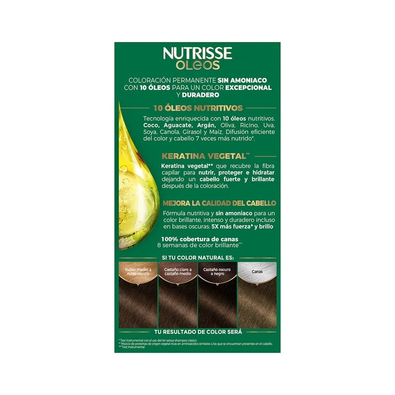 Tinte para cabello Nutrisse Oleos sin amoniaco 5.0 castaño claro