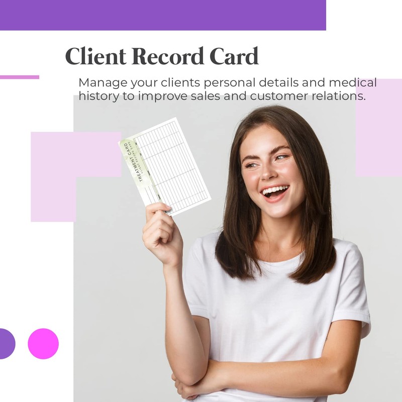 Generic Treatment Additional Client Record Card for Nails, Beauty, Hair