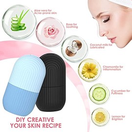 2 Pack Rodillo de hielo facial, Hielo para Masaje Facial Reutilizable para ojos, cuello, rodillo de masaje facial de belleza para eliminar círculos os