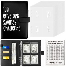 100 Envelopes Money Saving Challenge - A5 Money Saver Budget Binder Book with Cash Envelopes and Numbers, 100-Days of Easy and Funny Ways to Save $5,050 Cash Envelope Challenge Binder, Pink:_Black