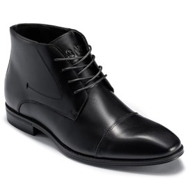 Holy dove Mens Dress Boots, Premium Leather Oxford Chukka in Black, Non-Slip Waterproof Business Boots for Men (Size 8)