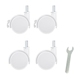 DEWEL M6 Caster with Stopper, 50 Diameter, 360° Rotation, Silent, Replacement Casters with Screws, Set of 4, White (M6)