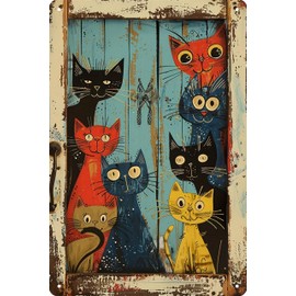 Funny Retro Animal Tin Sign,Vintage Animal Metal Signs,Bar Wall Decor,Metal Poster for Kitchen,Pub,Club,Living Room,Restaurant,Shop,Office,8x12 inches (CAT-01)