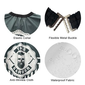 Gabri Professional Barber Cape Gown - Premium Hairdressing Cape for Hair Salon - Waterproof Hair Cutting Capes and Gowns for Barber Shops (Grey Stripes, 160cm (L) x 140cm (W))