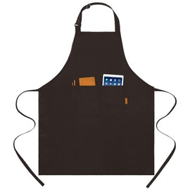 BOHARERS Brown Apron with Pocket - Women Men Barista Apron Adjustable Kitchen Chef Aprons for Cooking Baking Painting
