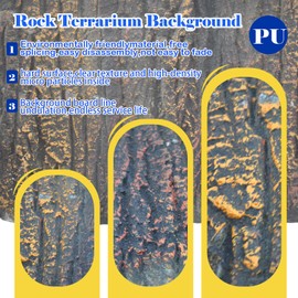 MUYG Reptile Tank Background Board Rock Terrarium Cork Background Board 3D Wall Backdrop Aquarium DéCor Backgrounds Amphibian Habitat Decoration for Lizards Leopard Gecko Bearded Dragons Turtle