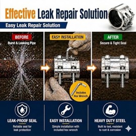 Pipe Repair Clamp，3 inch(74mm-79mm) Stainless Steel Leak Sealer, Heavy Duty Pipe Leak Repair Kit for Metal & PVC Pipes, for Burst & Crack Water Pipe Emergency Maintenance
