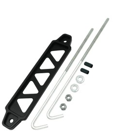 Altland Aluminum Car Battery Tie Down Bracket (10 Inch J-Hooks, Matte Black)